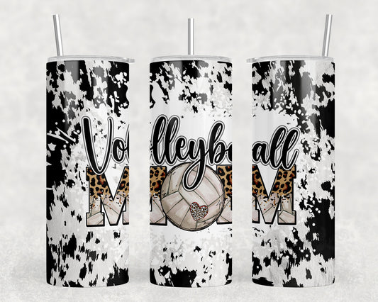 Printed Cowhide Volleyball Mom 20oz Skinny Tumbler - 1494