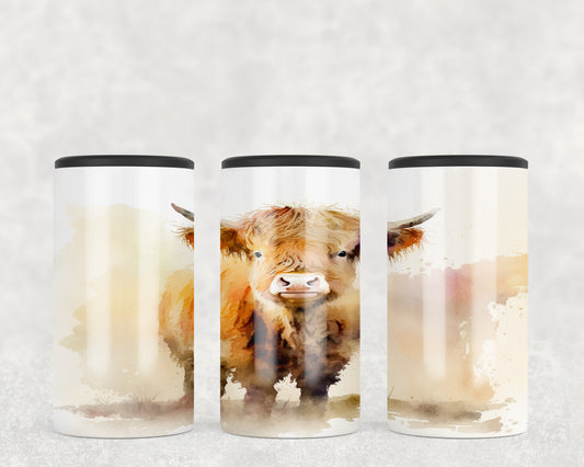 Watercolor Highland Cow 5-in-1 Can Hugger Tumbler - 1501