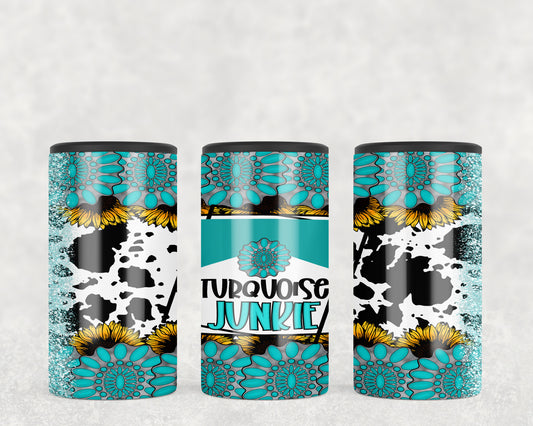 Cow Print Turquoise Junkie 5-in-1 Can Hugger Tumbler - 1503