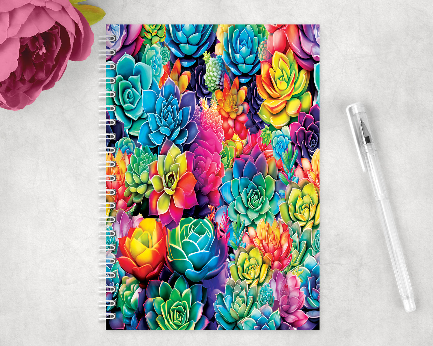 Rainbow Succulents Spiral Lined A5 Journal - 1511