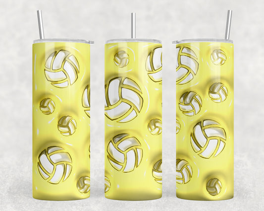 Yellow Volleyball Inflated 20oz Skinny Tumbler - 1516