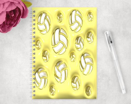 Yellow Volleyball Inflated Spiral Lined A5 Journal - 1516