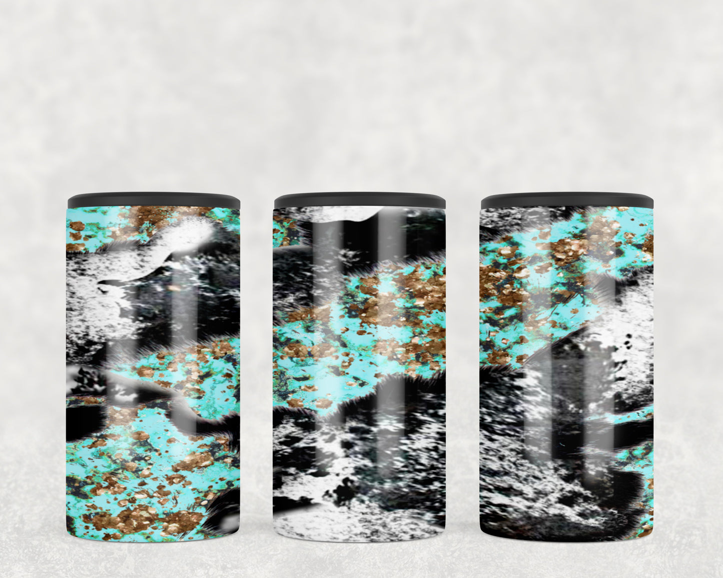 Printed Cowhide Turquoise 5-in-1 Can Hugger Tumbler - 1521