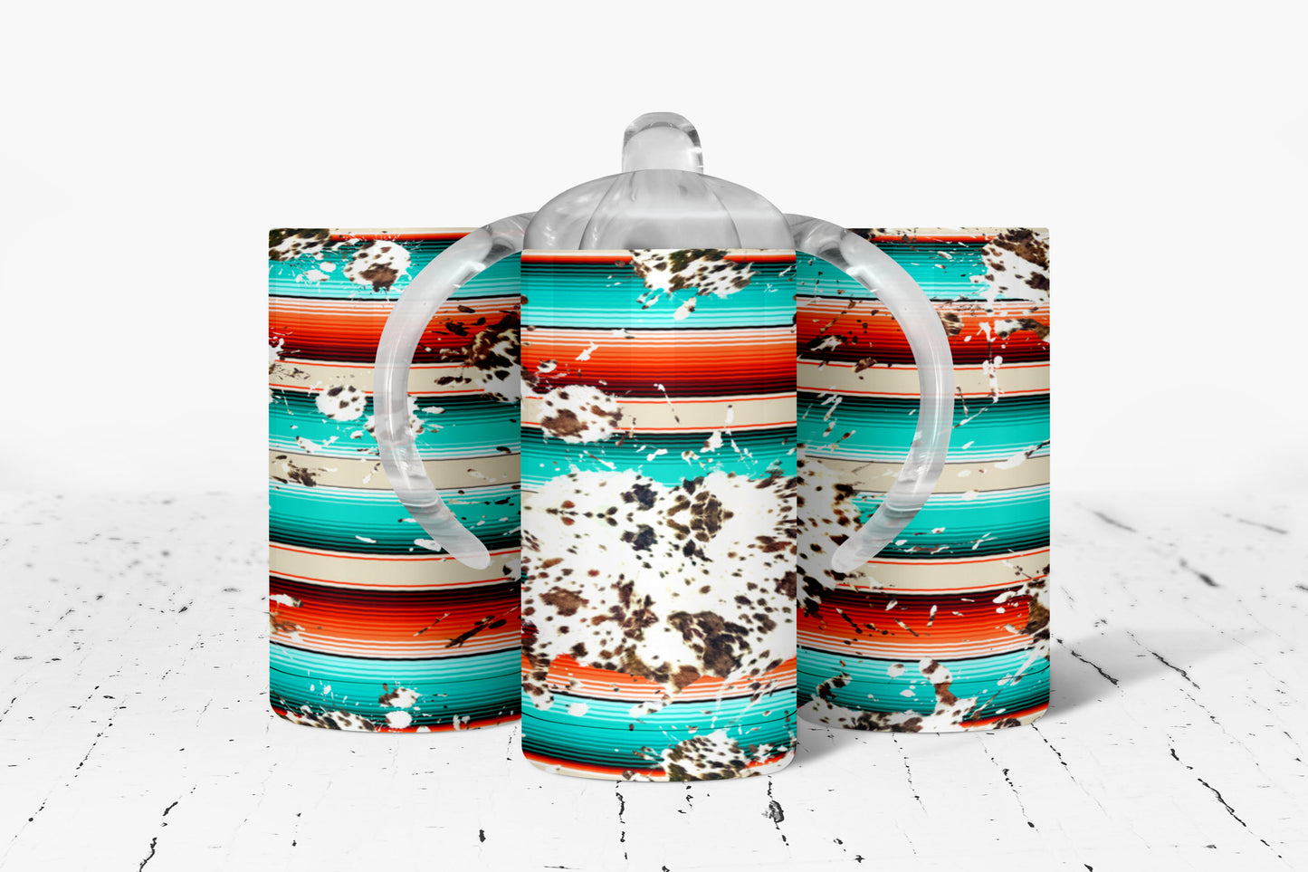 Printed Cowhide Serape Kids Dual Lid Sippy Cup Tumbler - 1523