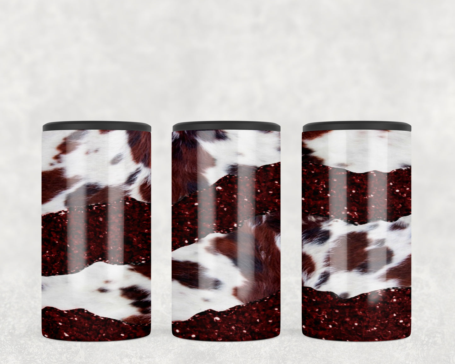 Printed Cowhide Red Split 5-in-1 Can Hugger Tumbler - 1526