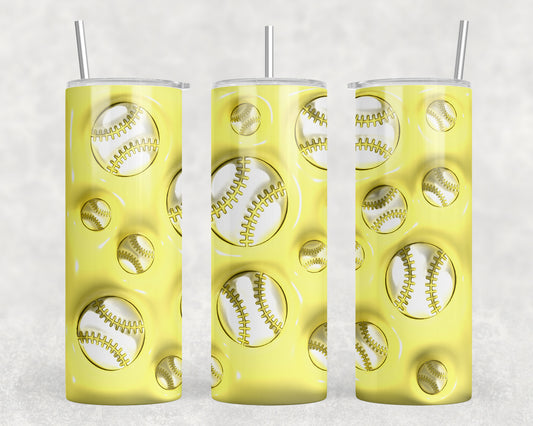 Yellow Baseball Inflated 20oz Skinny Tumbler - 1534