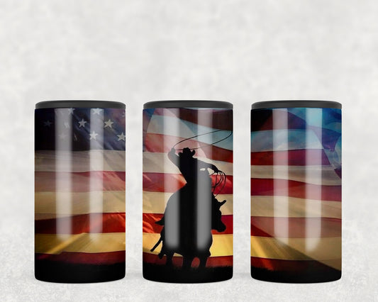 American Flag Cowboy 5-in-1 Can Hugger Tumbler - 1543