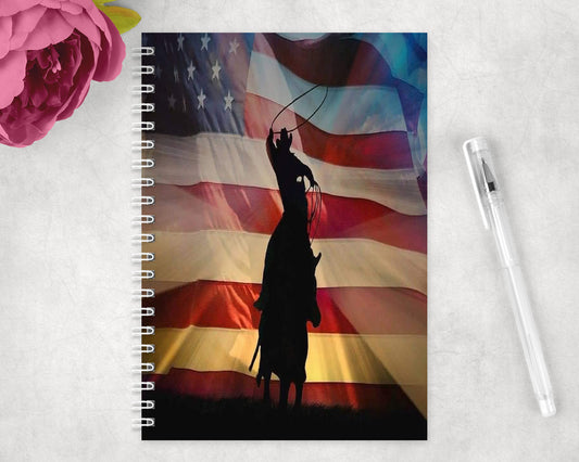 American Flag Cowboy Spiral Lined A5 Journal - 1543