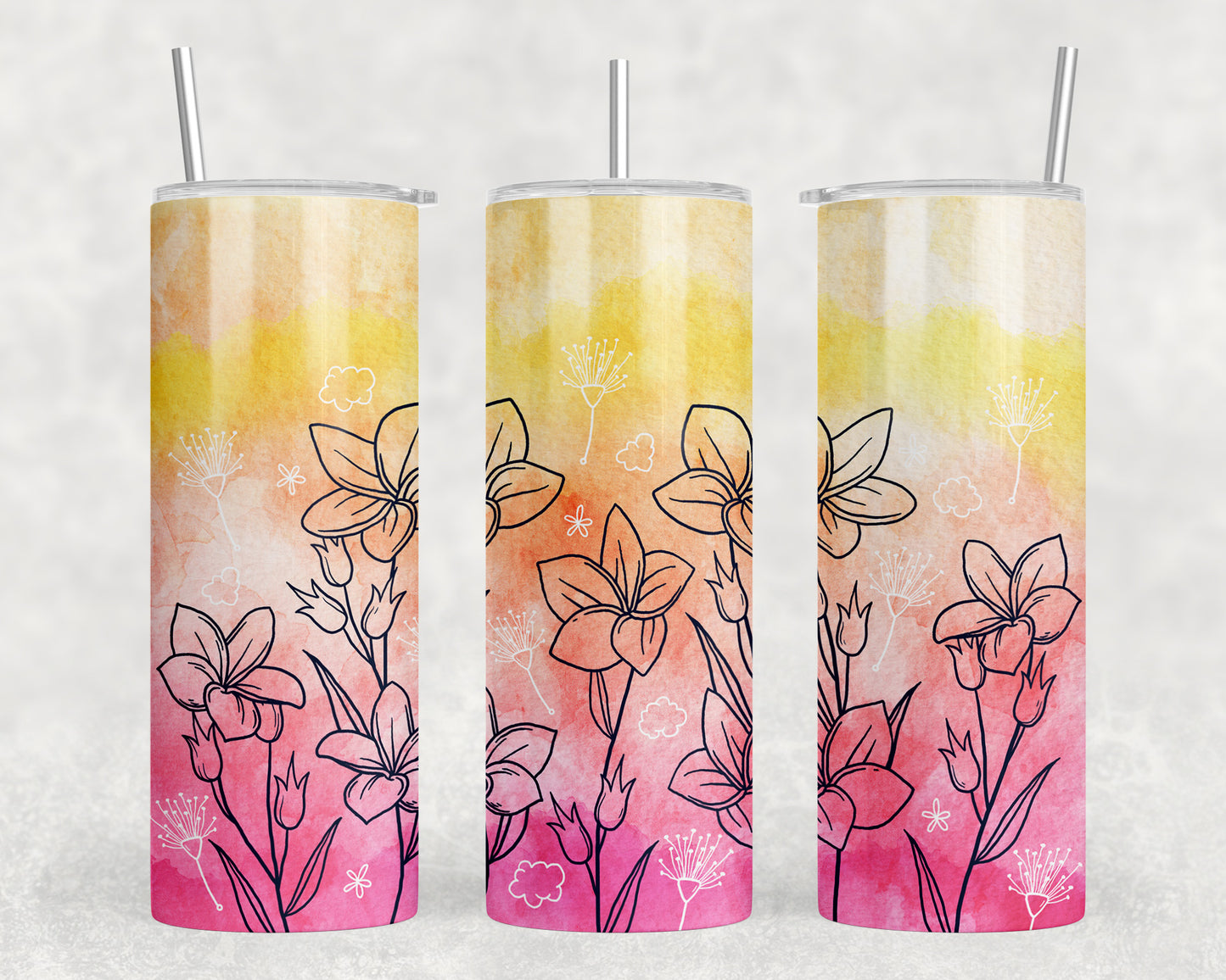 Flowers 20oz Skinny Tumbler - 1544