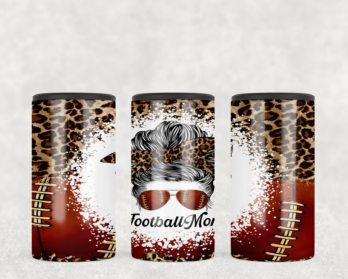 Leopard Print Football Mom 5-in-1 Can Hugger Tumbler - 1545