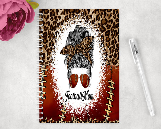 Leopard Print Football Mom Spiral Lined A5 Journal - 1545