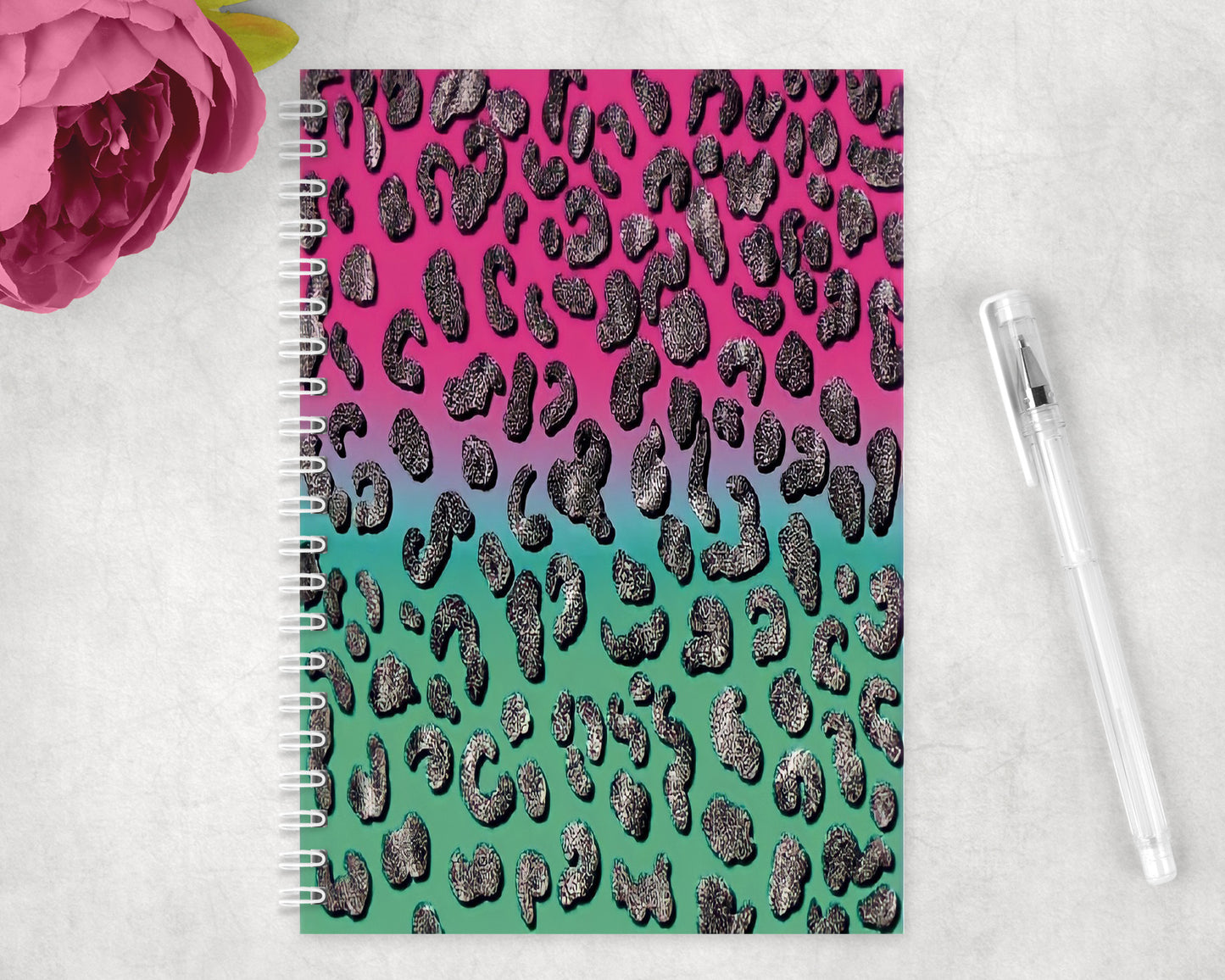 Rainbow Leopard Print Spiral Lined A5 Journal - 1546