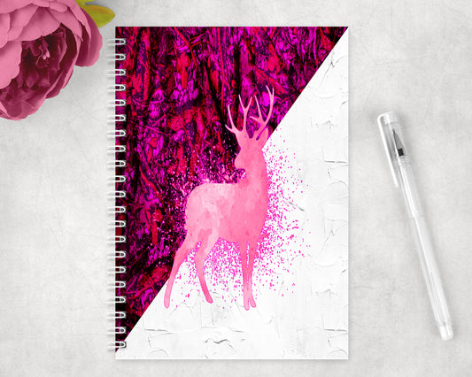 Pink Camo Deer Spiral Lined A5 Journal - 1552