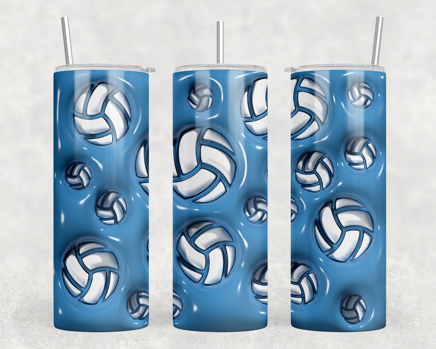 Blue Volleyball Inflated 20oz Skinny Tumbler - 1558