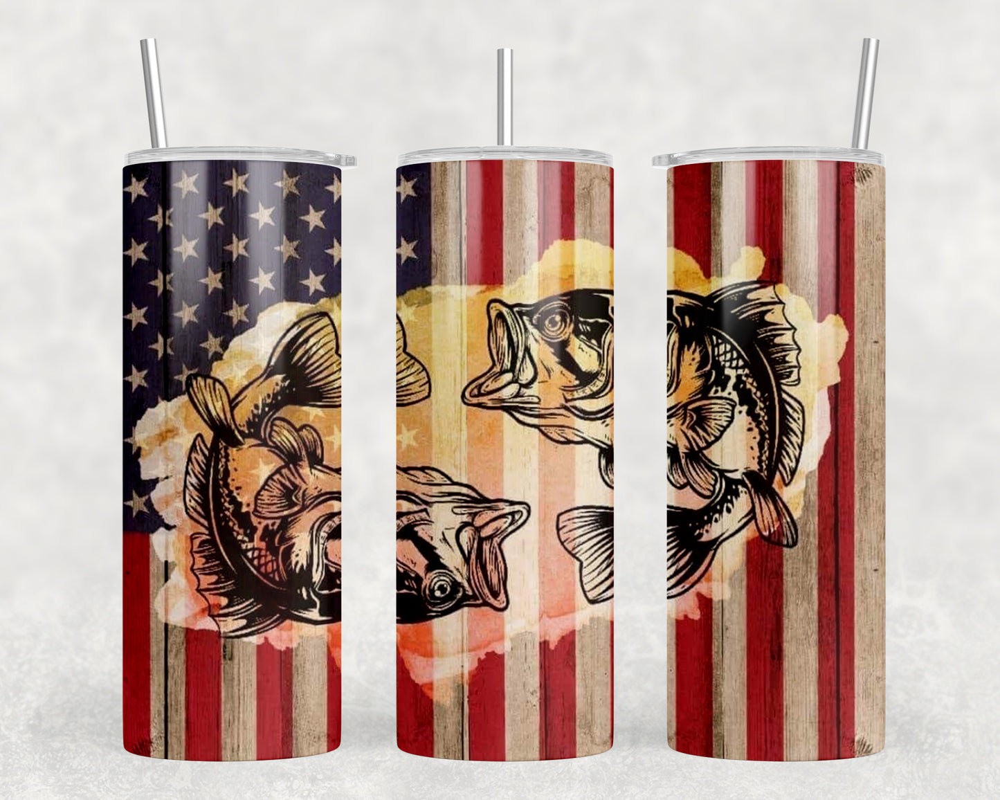 American Flag Fish 20oz Skinny Tumbler - 1561