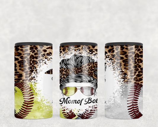 Leopard Print Softball And Baseball Mom 5-in-1 Can Hugger Tumbler - 1586