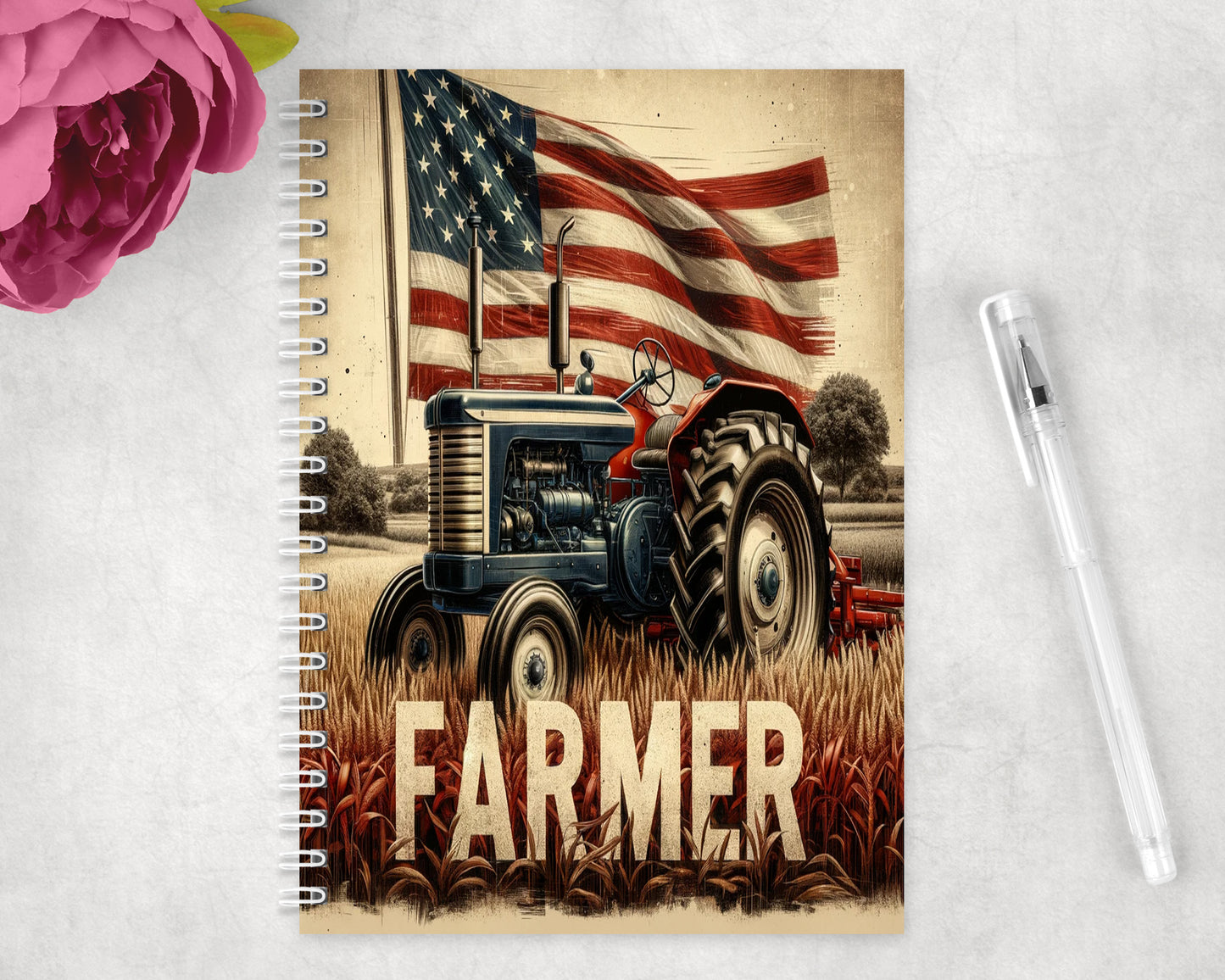 Farmer Tractor Spiral Lined A5 Journal - 158