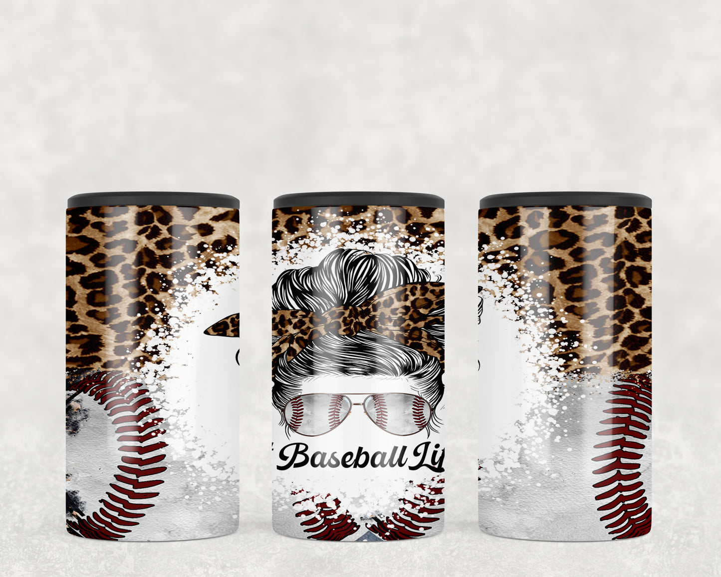 Leopard Print Baseball Life 5-in-1 Can Hugger Tumbler - 1593