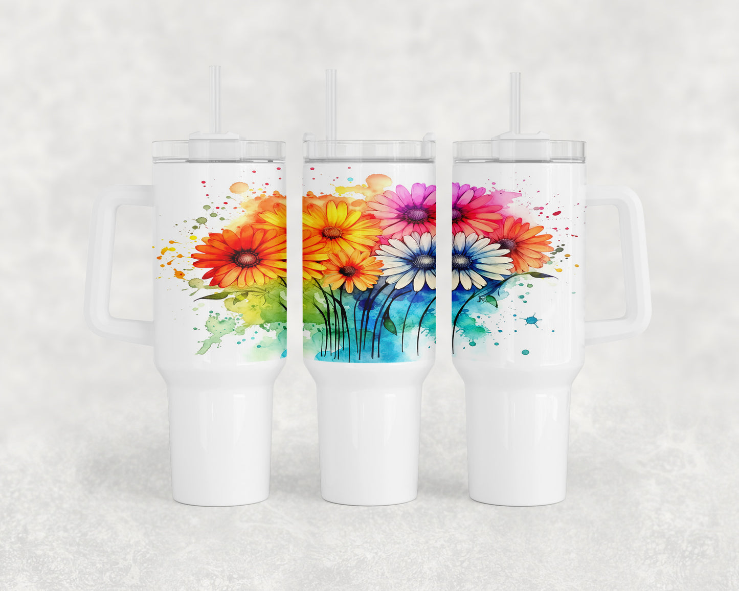 Watercolor Daisies 40oz Tumbler - 1604