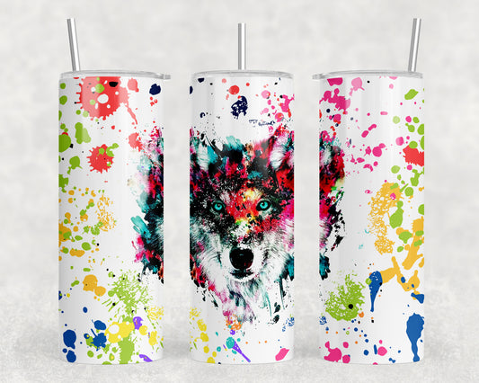 Watercolor Wolf 20oz Skinny Tumbler - 1607