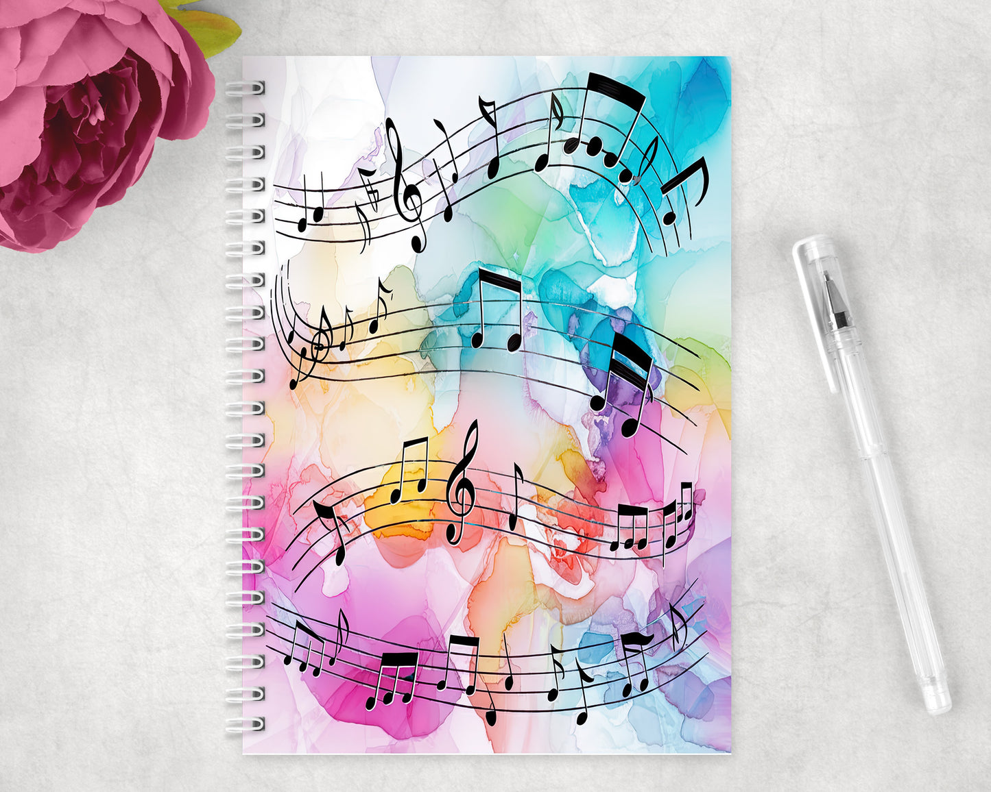 Music Notes Spiral Lined A5 Journal - 160