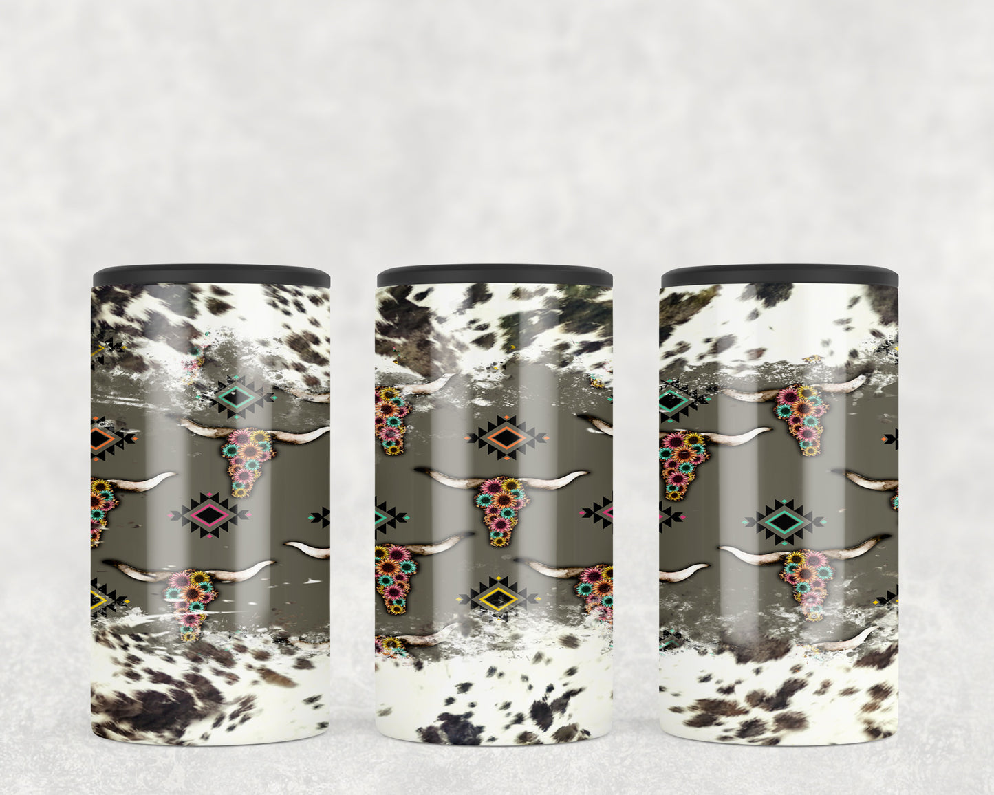 Printed Cowhide Mini Skulls 5-in-1 Can Hugger Tumbler - 1620