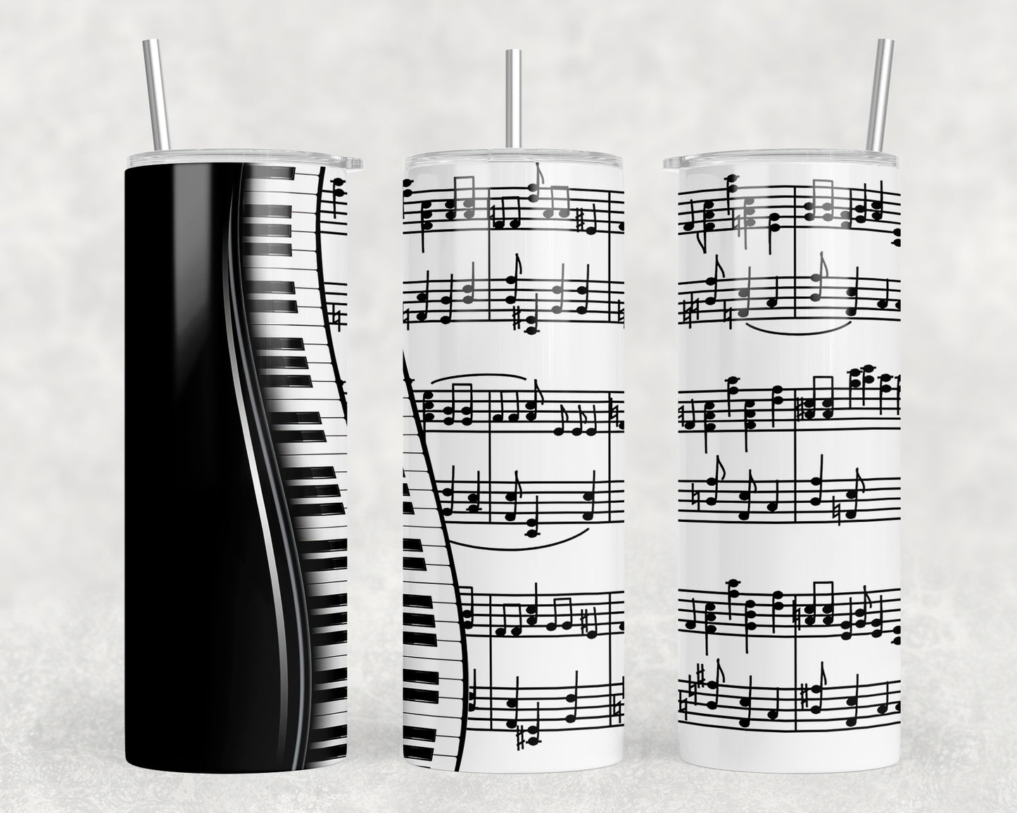 Music Notes Piano 20oz Skinny Tumbler - 1624