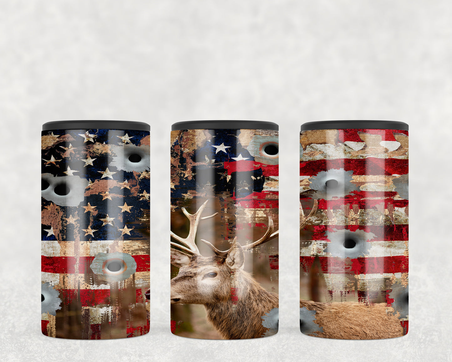 American Flag Deer 5-in-1 Can Hugger Tumbler - 1628