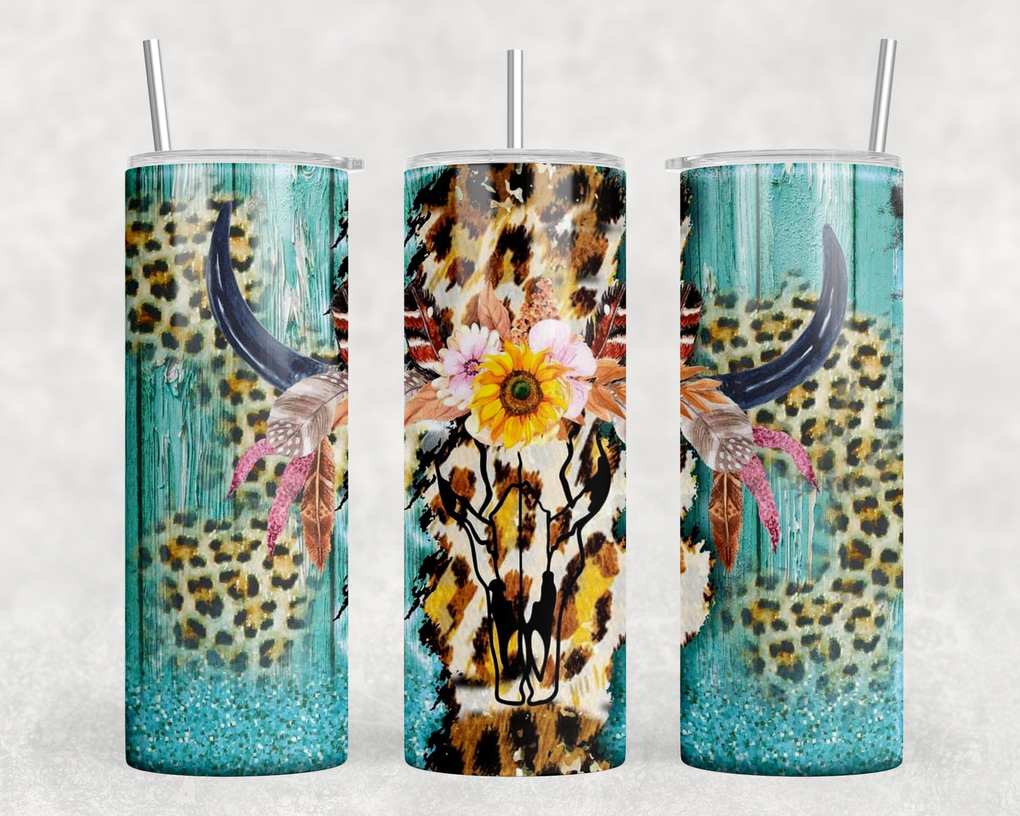 Western Leopard Skull 20oz Skinny Tumbler - 1650