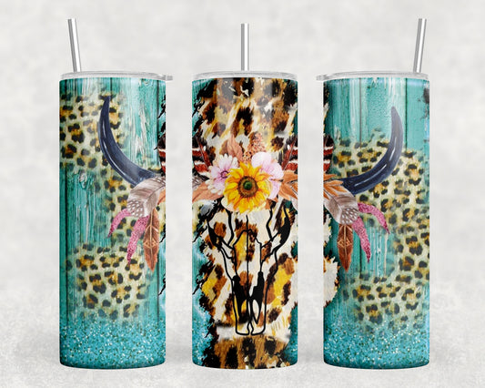 Western Leopard Skull 20oz Skinny Tumbler - 1650