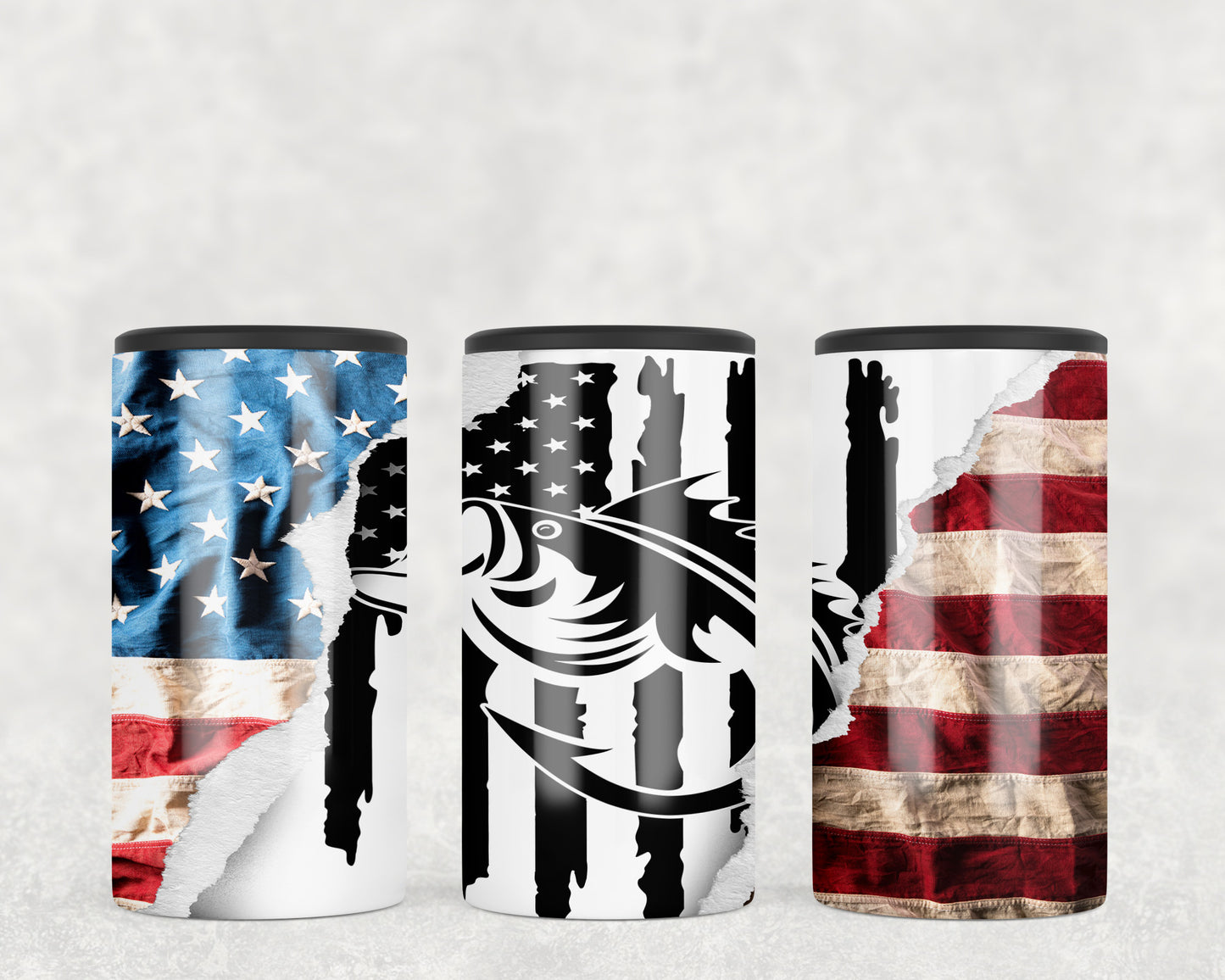 American Flag Fish 5-in-1 Can Hugger Tumbler - 1678