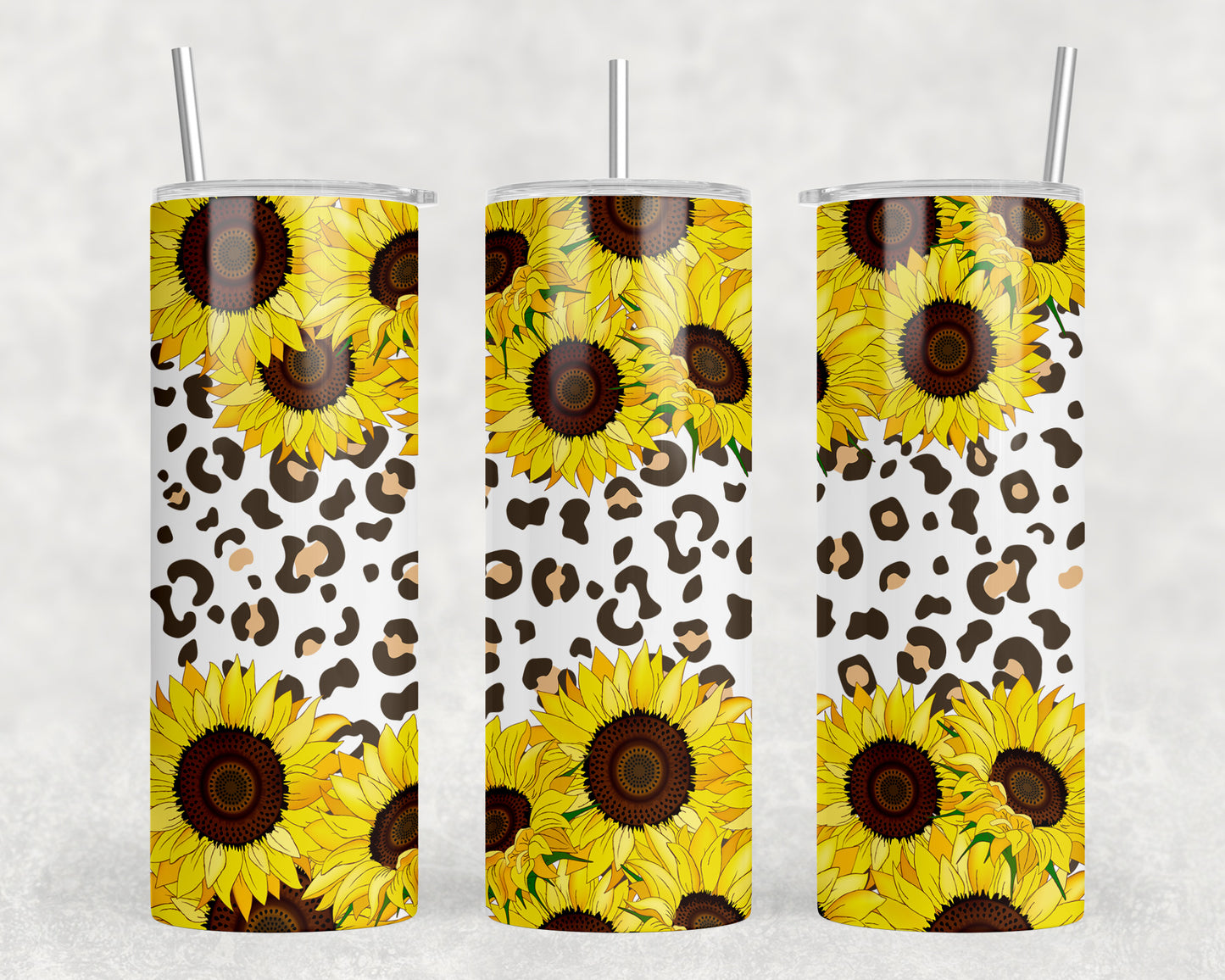 Leopard Print Sunflowers 20oz Skinny Tumbler - 1695