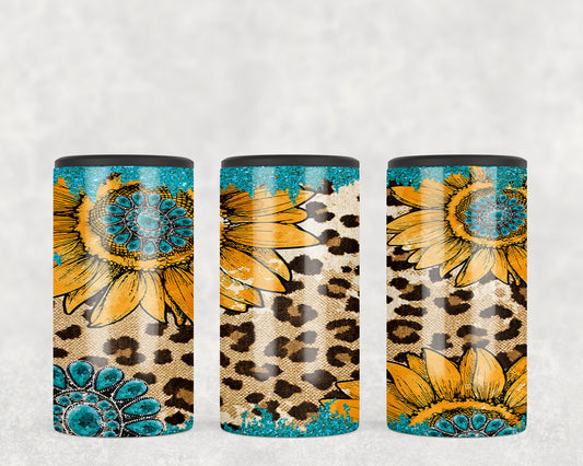 Leopard Print Sunflowers 5-in-1 Can Hugger Tumbler - 1696