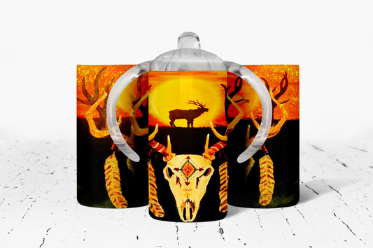 Elk Skull Kids Dual Lid Sippy Cup Tumbler - 1702