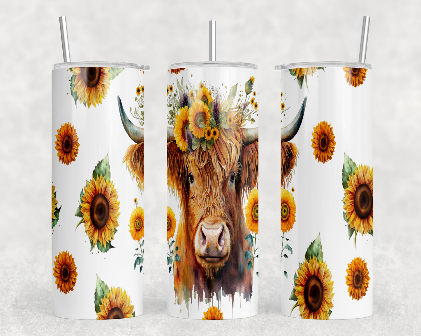 Sunflower Cow 20oz Skinny Tumbler - 1740