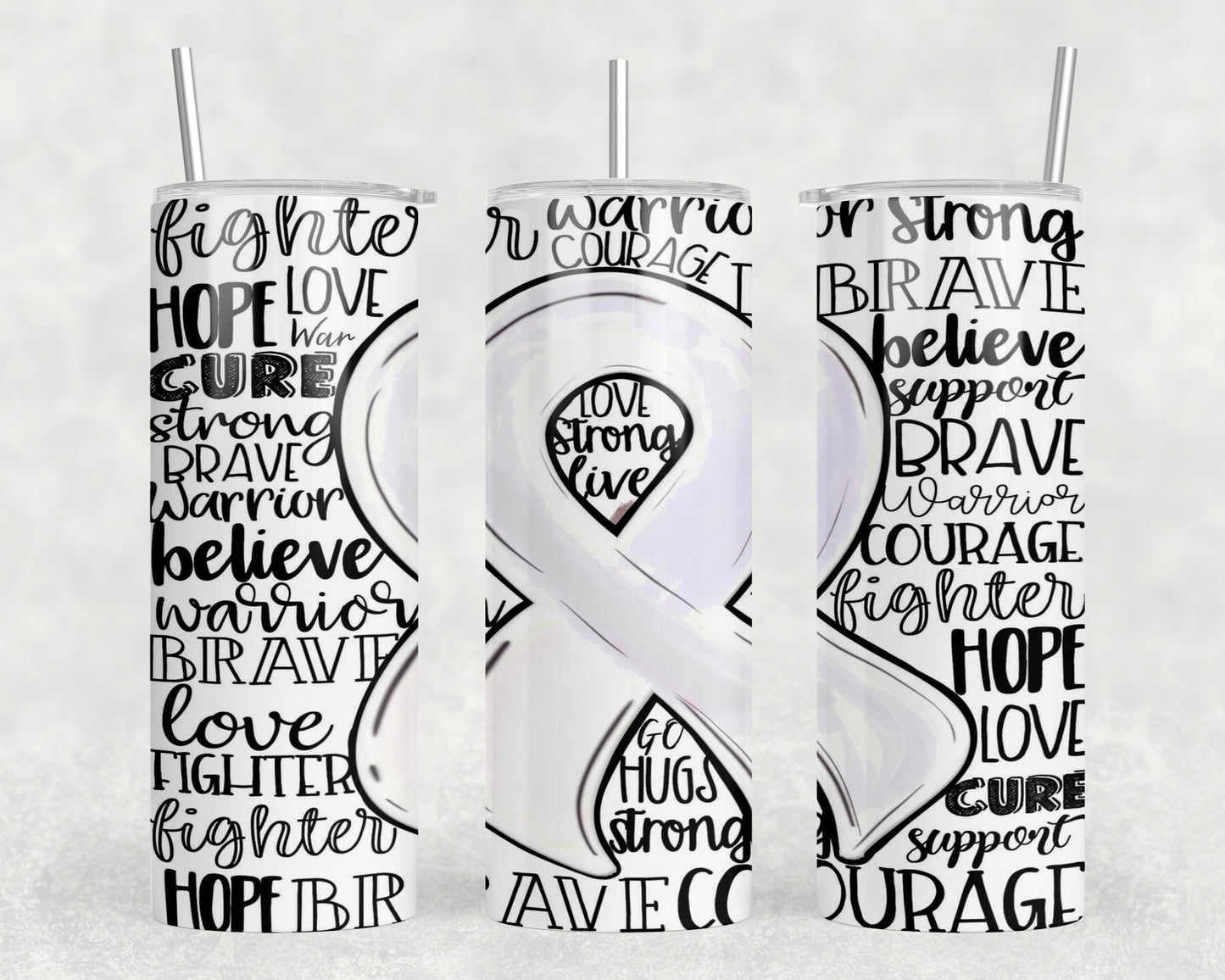 White Awareness Ribbon 20oz Skinny Tumbler - 1745