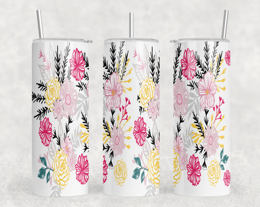 Tropical Flowers 20oz Skinny Tumbler - 1747