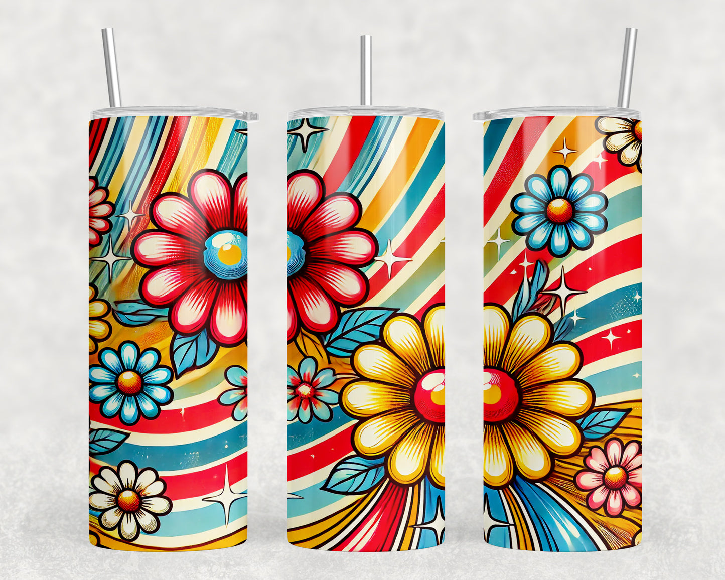 Retro Flowers 20oz Skinny Tumbler - 174