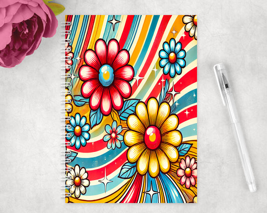 Retro Flowers Spiral Lined A5 Journal - 174