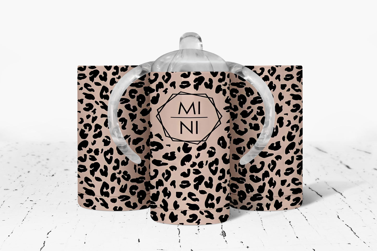 Mini Leopard Print Kids Dual Lid Sippy Cup Tumbler - 1766