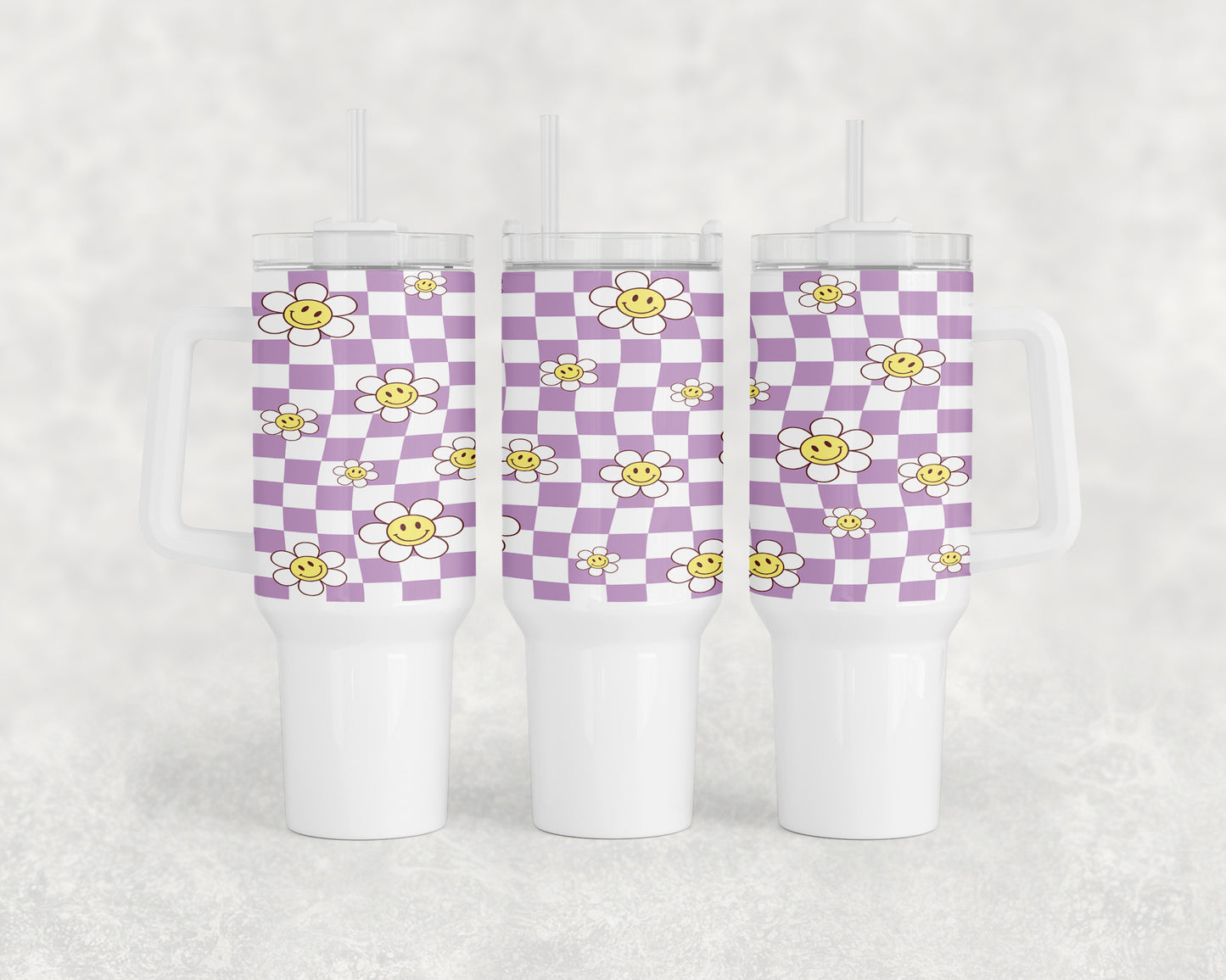 Retro Smiley Flowers 40oz Tumbler - 177