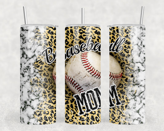 Leopard Print Baseball Mom 20oz Skinny Tumbler - 1794