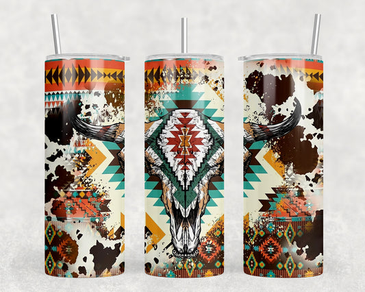 Western Aztec Skull 20oz Skinny Tumbler - 1795