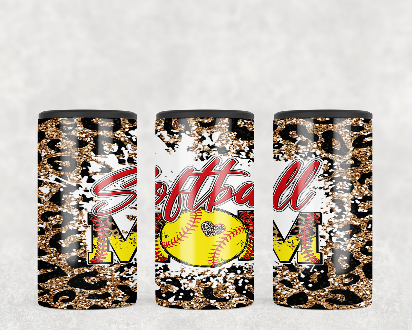 Leopard Print Softball Mom 5-in-1 Can Hugger Tumbler - 1805