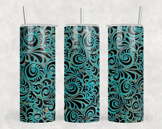 Tooled Printed Leather 20oz Skinny Tumbler - 1813