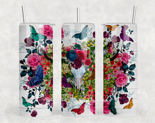 Floral Skull 20oz Skinny Tumbler - 1845