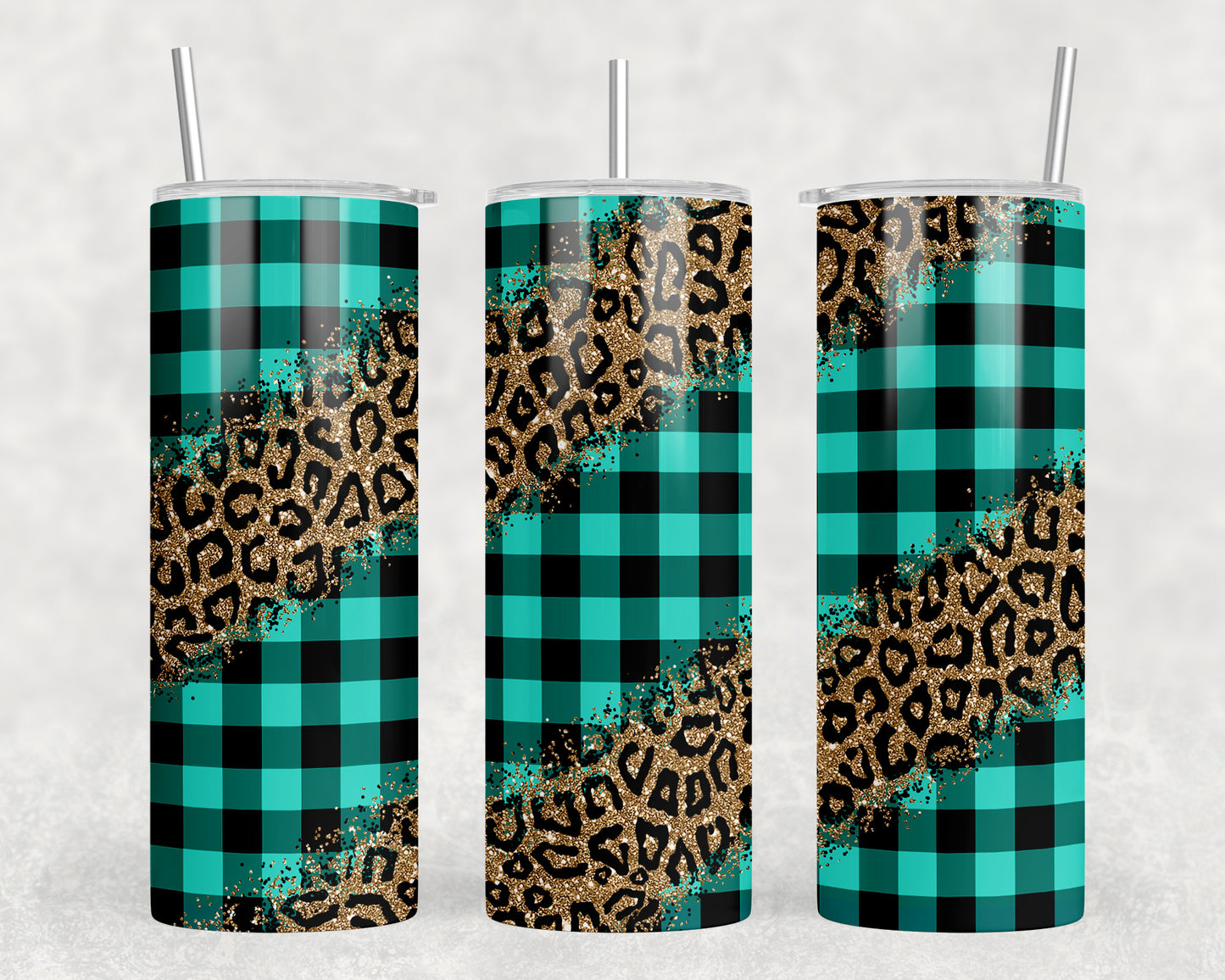 Leopard Print Plaid 20oz Skinny Tumbler - 1846