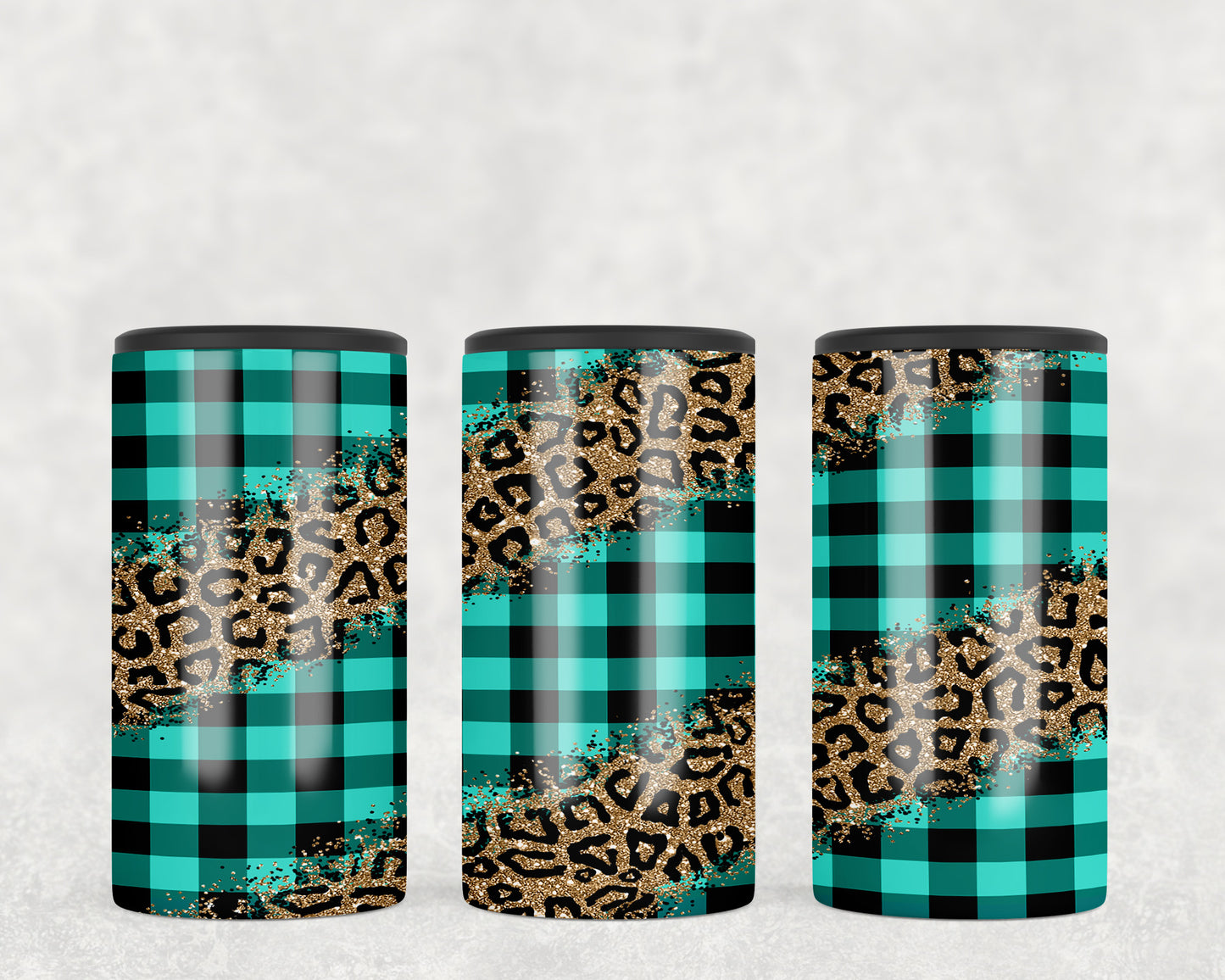 Leopard Print Plaid 5-in-1 Can Hugger Tumbler - 1846