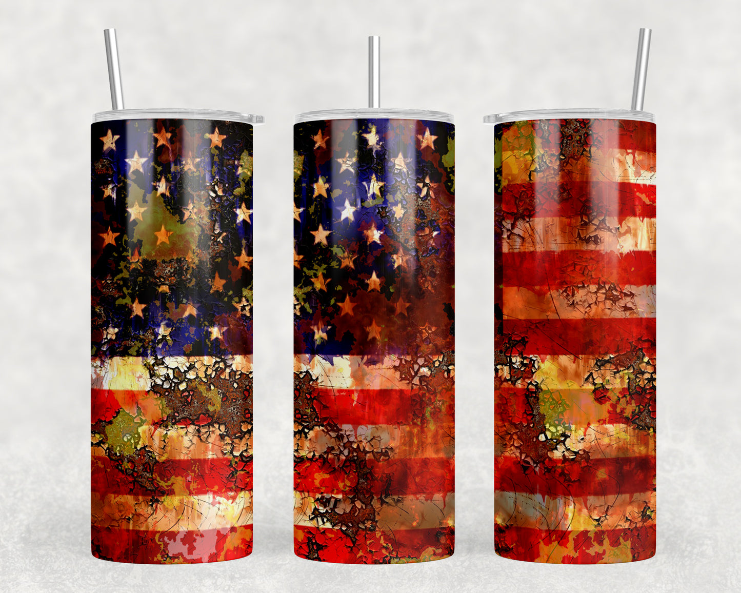 Rusted American Flag 20oz Skinny Tumbler - 1848