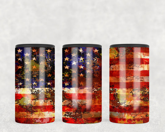 Rusted American Flag 5-in-1 Can Hugger Tumbler - 1848